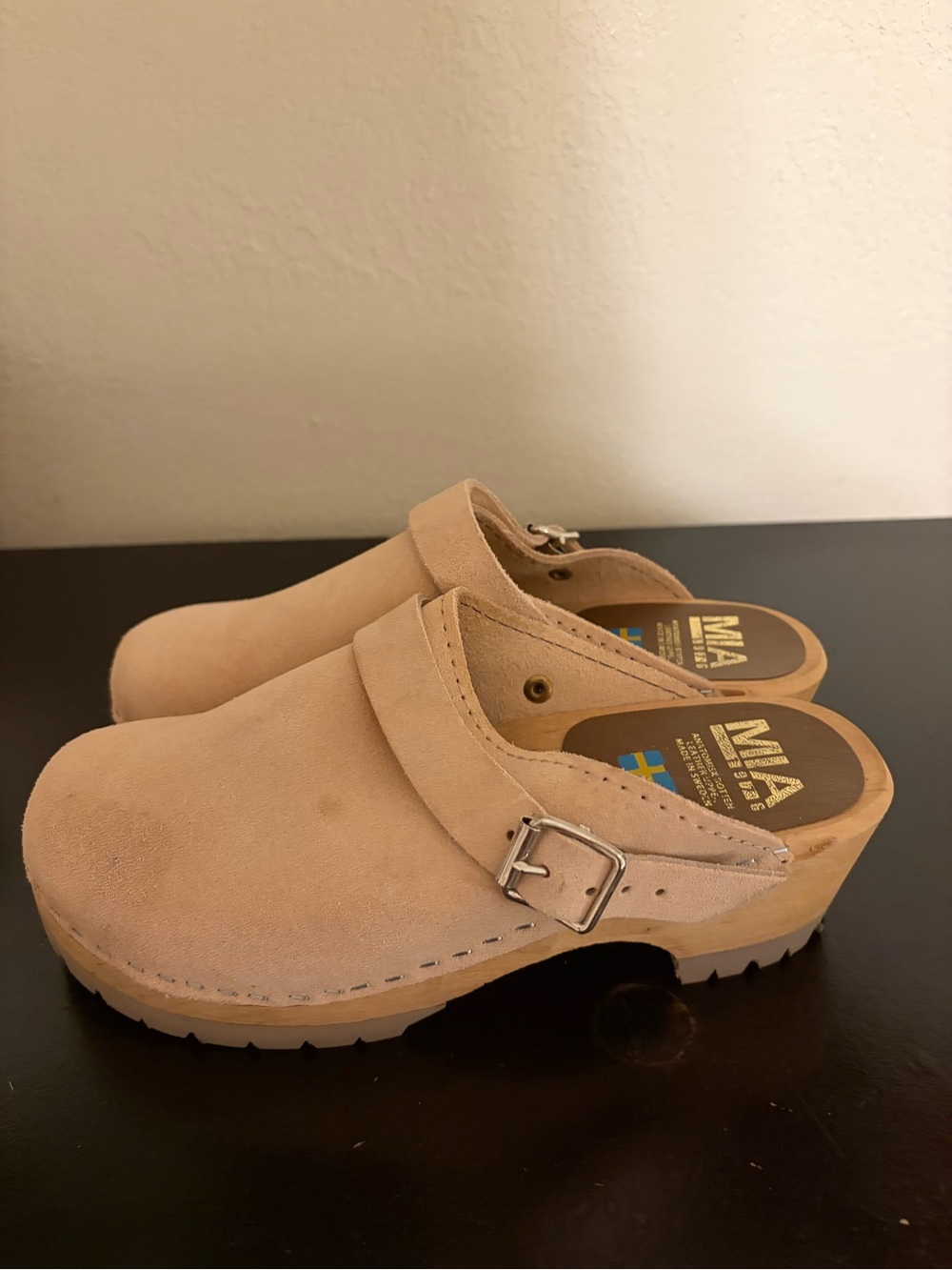 MIA Tan Suede Slip-On Clog with Buckle - Picture 2 of 3